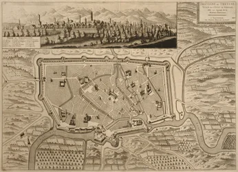 Mapa de Treviso, de &39;Cidades de Veneto&39;, 1704, publicado por Pierre Mortier em Amsterdã